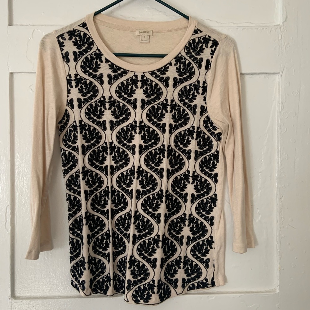 J. Crew Top with Black Sewn Design